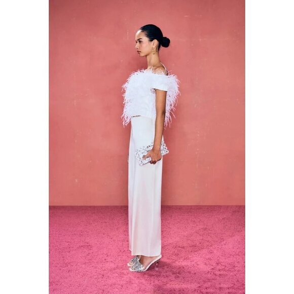 Cult Gaia Sosha Feather Top in Off White 6 New Womens Blouse - Picture 6 of 17